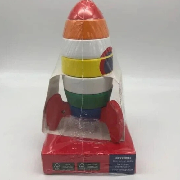 Play Right Wooden Stacking Rings Spaceship Toy for 12m+ - Picture 5 of 5